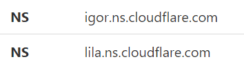 các name sever của Cloudflare