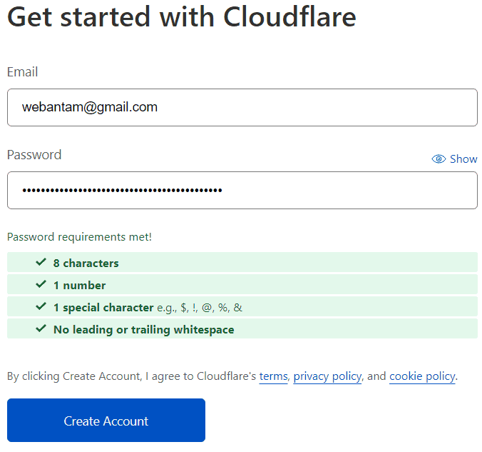 Đăng ký tài khoản cloudflare 