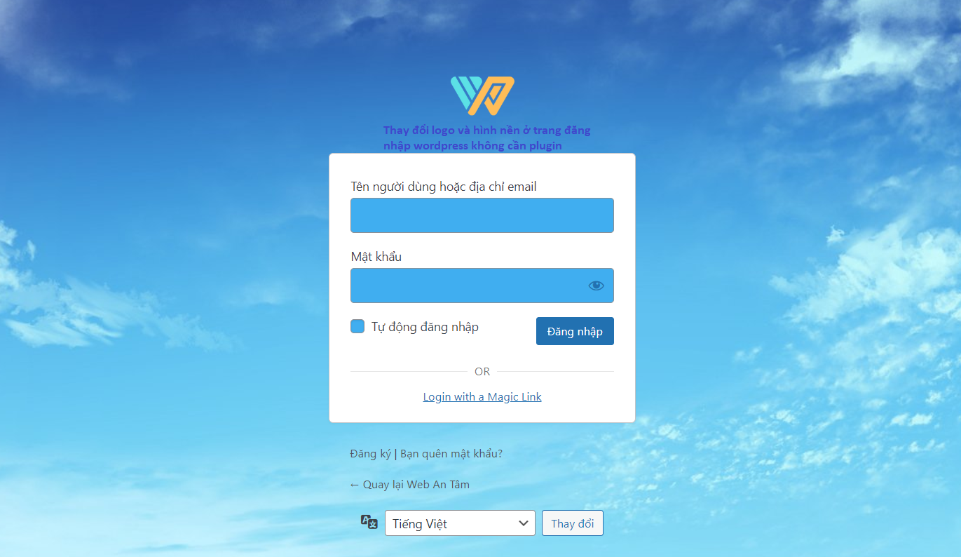 Thay đổi logo và hình nền ở trang đăng nhập wordpress không cần plugin